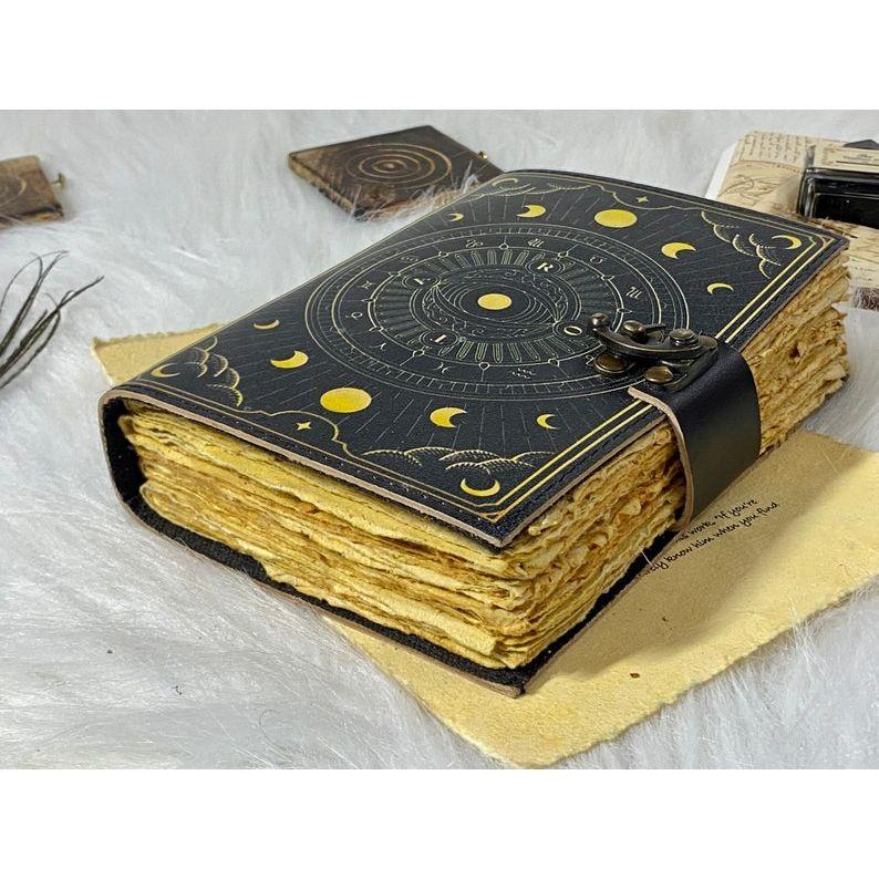 Leather Journal Notebook Print Journal Spell Book Grimoire Junk Journal Witch and Wiccan Handmade