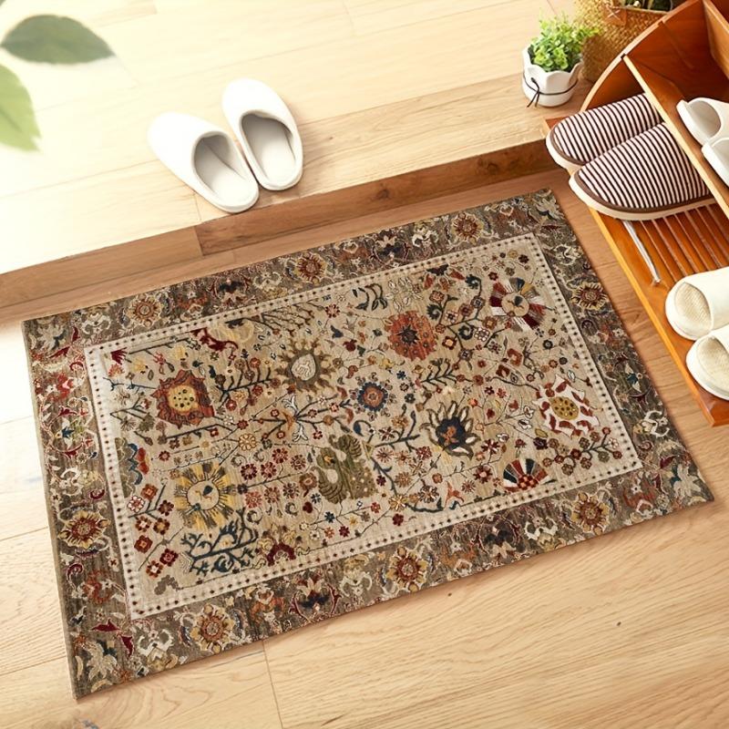 1 Piece of Modern Bohemian Printed Floor Mat with 100% Polyester Anti Slip Interior Rug Vintage Home Decoration Felt Carpet
