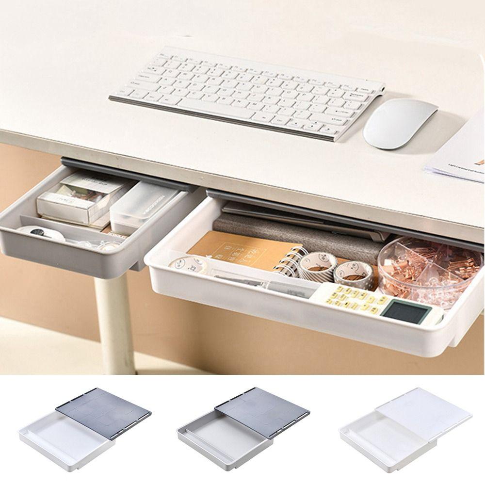 Invisible Under Desk Drawer Plastic Pencil Tray Durable Stationery Organizer  Bedroom