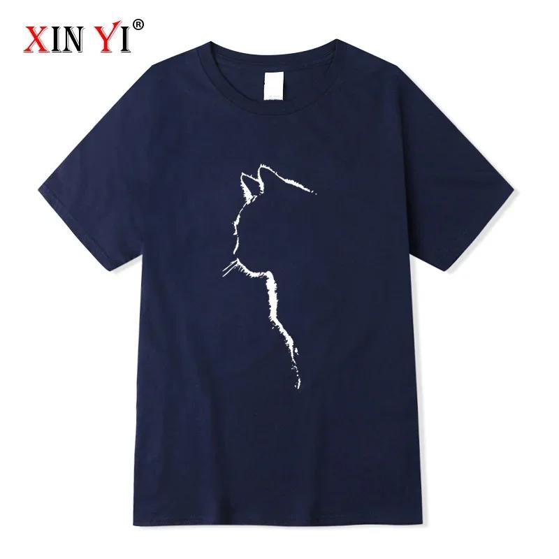 Mens Tshirt Top Quality 100 Cotton Short Sleeve Cool Cat Print Oneck Casual Loose Hip Hop For Men Summer Male Tee Top