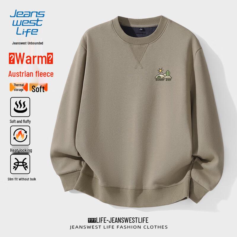 JEANSWEST LIFE Men's 420G Heavyweight Fleece Lined Crew Neck Sweatshirt