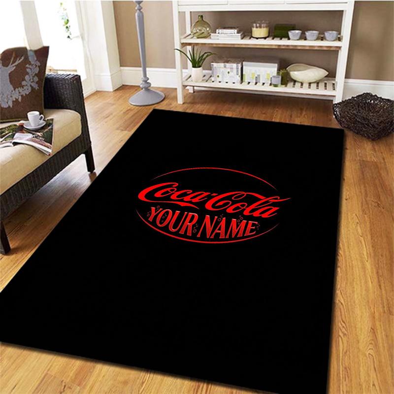 Coca Cola Rainbow Custom Name Carpet Rug For Living Room Bedroom Home Sofa Decoration Kids Play Nonslip Floor Mat