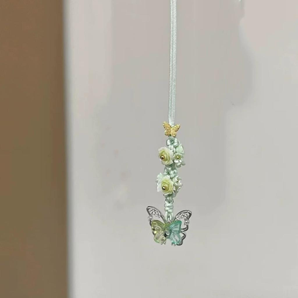 Sweet Super Fairy Ice Through Butterfly Flower Pendant Spring New Gentle and Fresh Temperament Butterfly Mobile Phone Chain Keychain