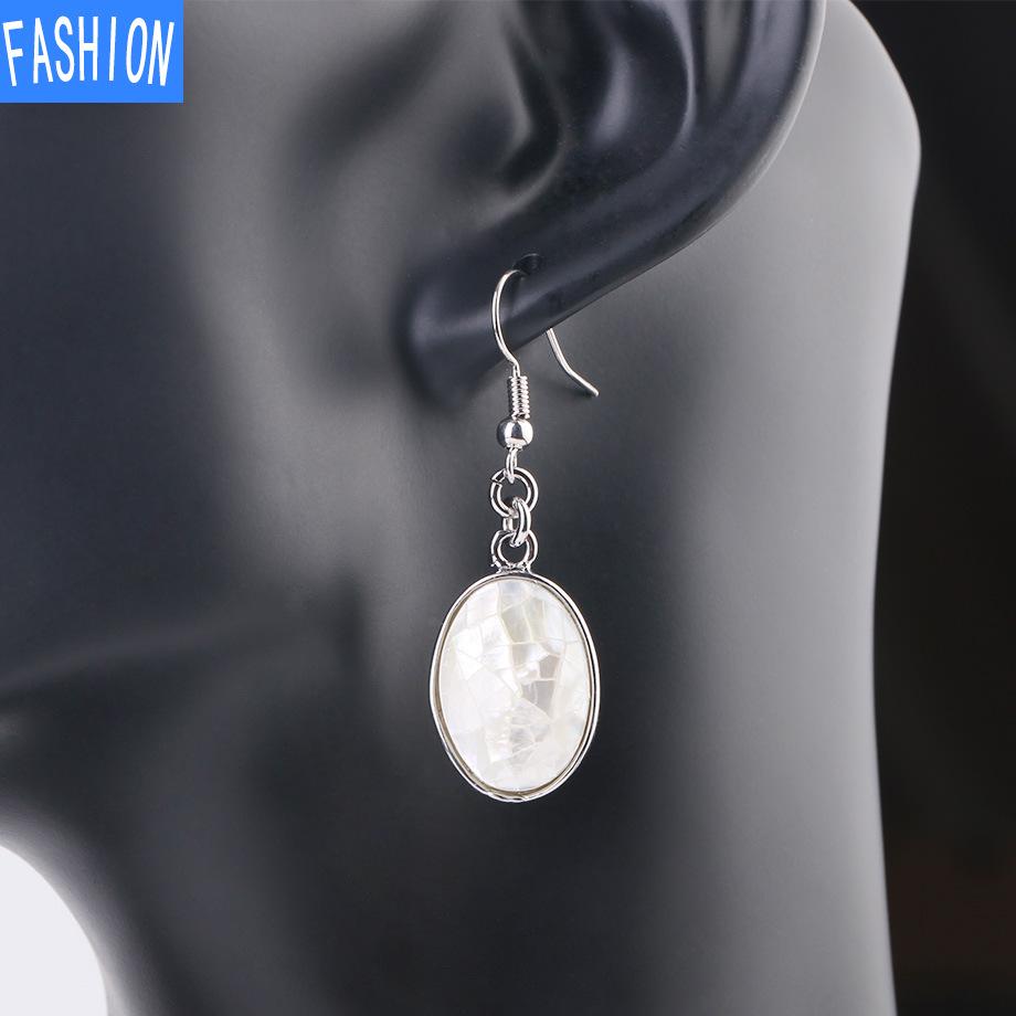 Náušnice s přírodní mušlí Oválné náušnice Náušnice Dámské pro volný čas Všestranné plážové šperky Mušlové náušnice