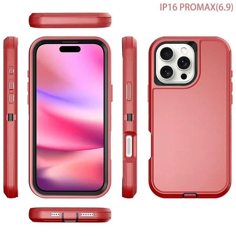 3IN1 Defender Militär-Panzerhülle für IPhone 17 Pro Max Air 16E 15 14 Plus 13 12 11 Ott Box Stoßfest Sturzsichere Abdeckung Gürtelclip