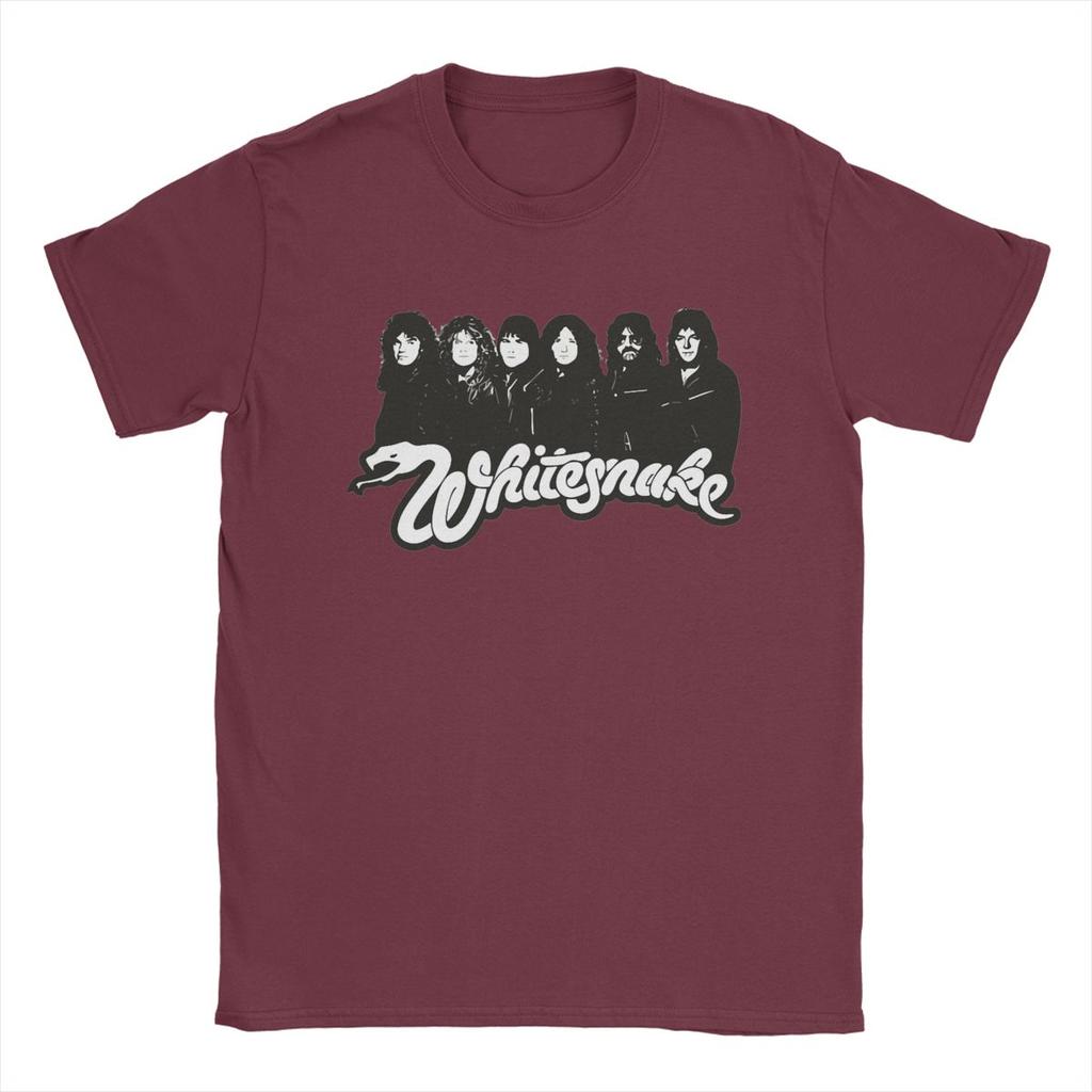 Funny Whitesnake Logo T-Shirt Men Round Neck Pure Cotton T Shirt Short Sleeve Tee Shirt Printing Tops