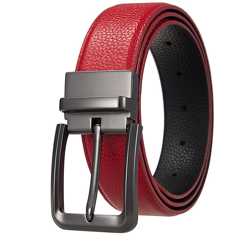 Fashion Perforated Belt, First Layer Cowhide Belt, Business Men'S Pin Buckle Belt Ly35-25943-5