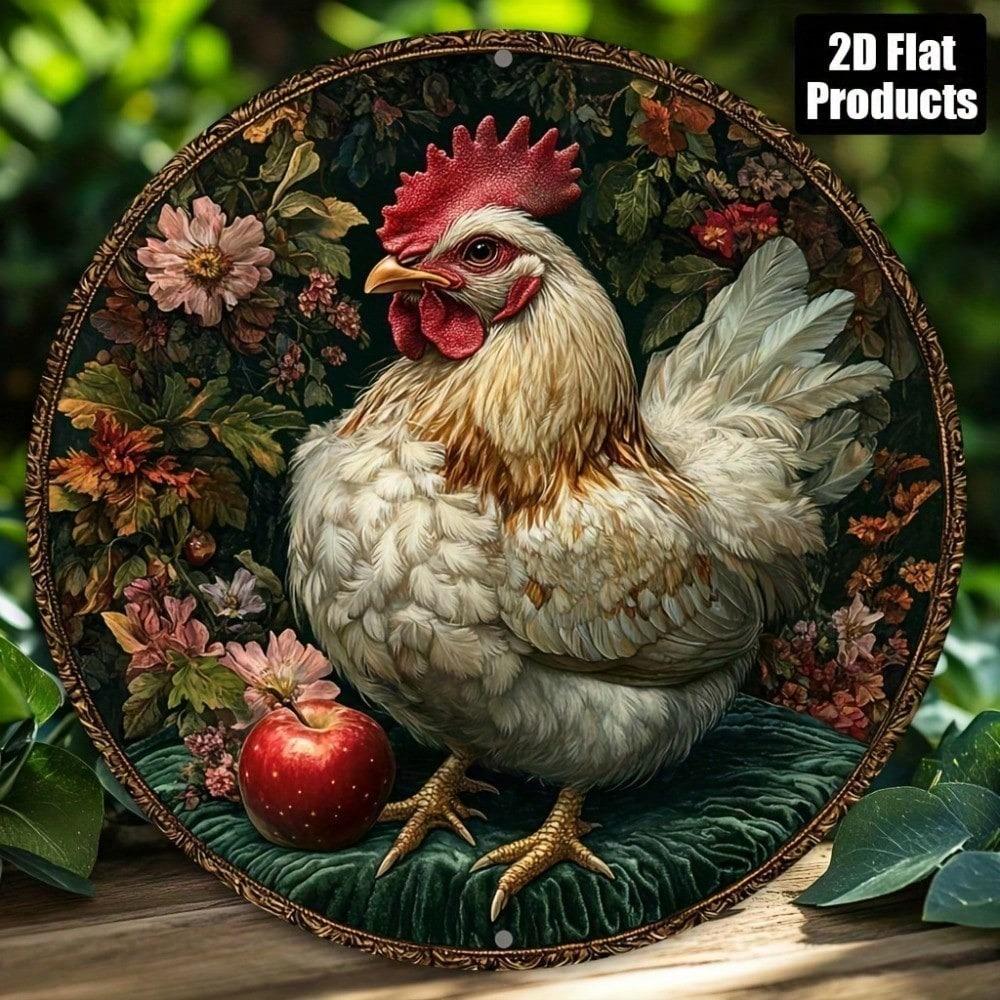 Vintage Rooster Metal Wall Art Sign 8x8 Inch Farmhouse Kitchen Decor Retro Bar Cafe Office Gift