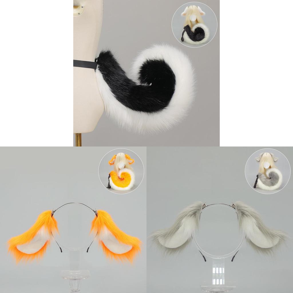 Set Cosplay con Orecchie e Coda da Cane Anime Giapponese con Accessori Peluche per Feste di Halloween