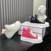 Round Headed Sponge Sole Canvas High Top Single Shoes for Women, 2024 New Casual and Fashionable Flat Sports Skateboard Shoes