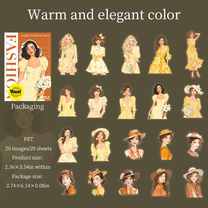 

20 листов Модные наклейки с нарядами для девочек для журнала DIY Скрапбук Чехол для телефона Ноутбука Украшение Блокнот Планировщик Товары для рукоделия