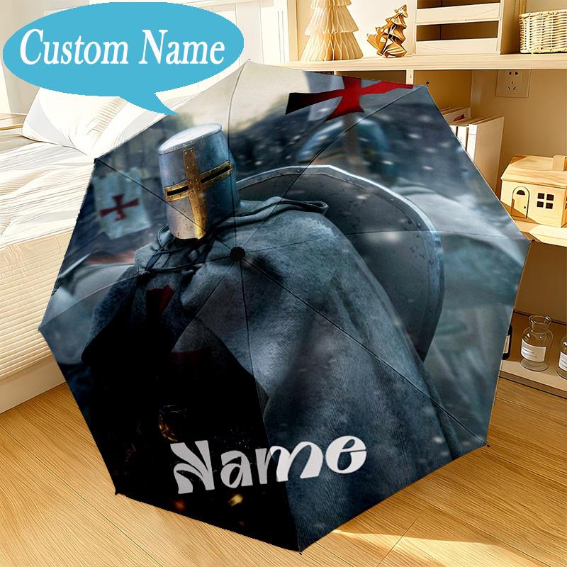 Custom Name Umbrella Knightly Valor Chivalry Umbrella 8-Frame for Travel, Camping, Casual Lightweight Portable, Essential for Family Gifts