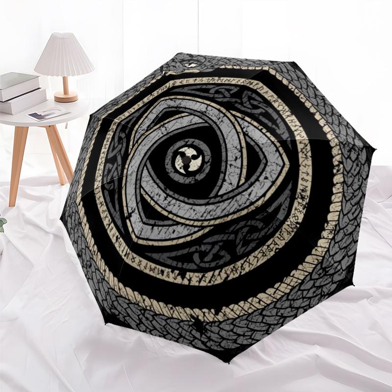 

1 PC Automatic Folding Umbrella - Viking Pattern Pattern, Portable & Foldable Design with 8 Ribs, Christmas Birthday Gifts
