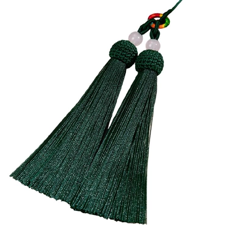 Versatile Keychain with Double Tassels Designs Polyester Silk Fringe with Loop for Keys Bags Decoration