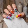 1 Set 3D Press On Nails Easy Removal Almond French Tip Stick-on Fake Nails Full Cover Glue On False Nails Women DIY Manicure Supplies