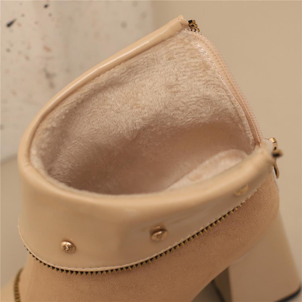 Fashion Autumn Winter Women's Shoes Vintage Pointed Toe High Heeled Chelsea Zipper Short Boots Heels Women Rivet Ankle Boots for Women