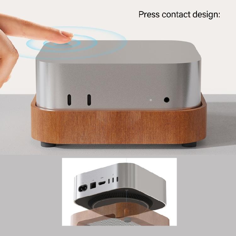 Wooden Desktop Risers for Power Button Wood Texture Heat Dissipation NonSlip Protective Base