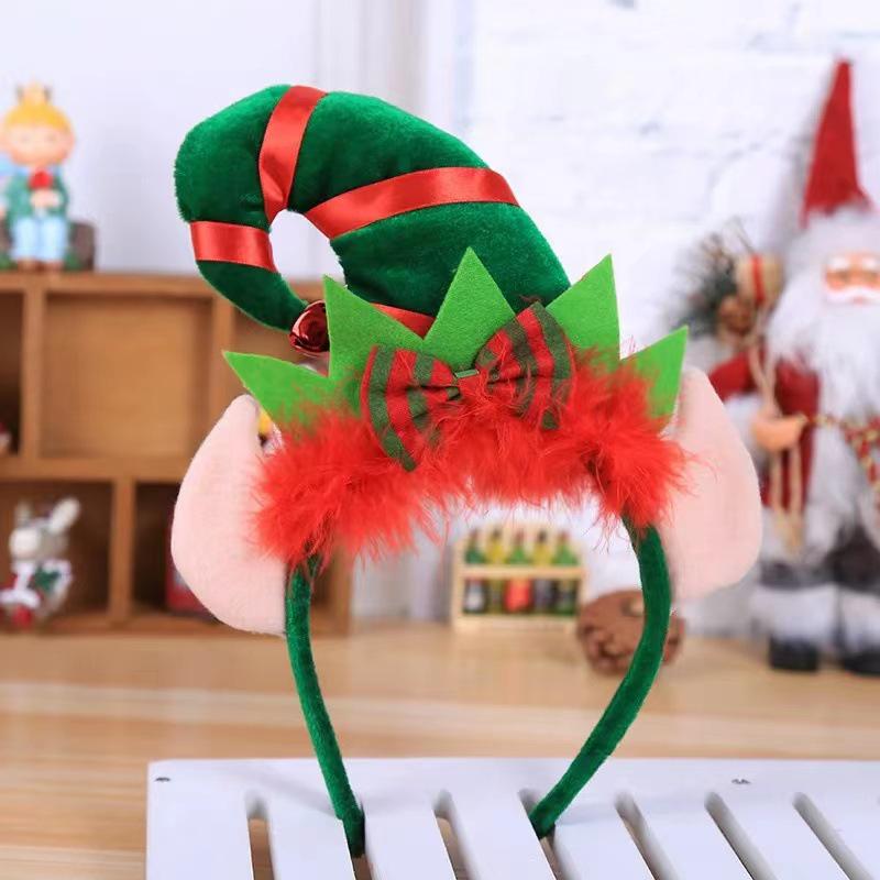 Creative Christmas Red Feather Elf Hat Headband