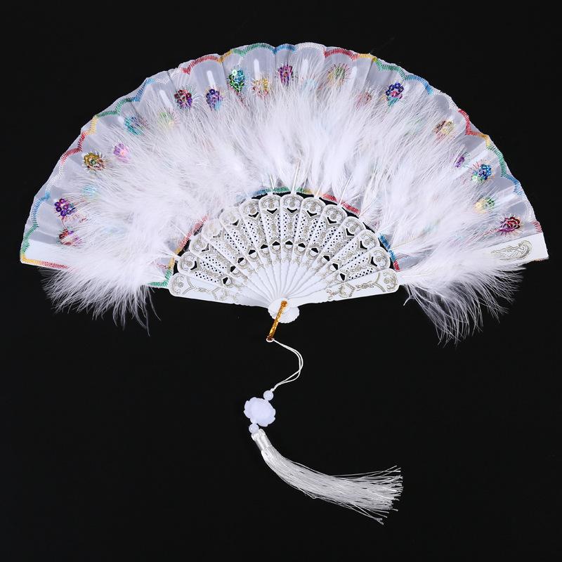 Japanischer Stil Vintage Faltbarer Handfächer, Feder Faltbare Fächer für Damen, Partygeschenke & Heimdekoration