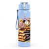 1PC Stack Book Flower Bouquet Print 750ml Color Plastic Sports Water Bottle Leakproof Flip Straw Lid Suitable for Sports Office Home Use