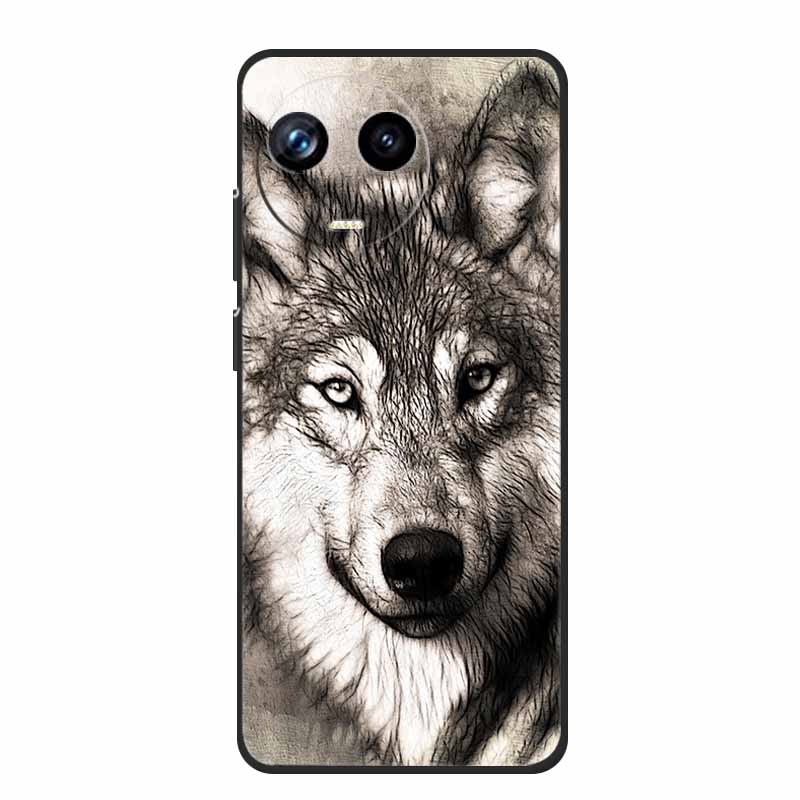 For Realme 11 11X 5G RMX3780 Case TPU Animals Soft Silicone Bumper Back Cover Phone Cases for Realme11X RMX3785 Wolf Cool Fundas