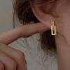 1 Pair Gold Plated Stud Earrings for Women, Minimalist Geometric Earrings, Small Rectangular Earring Jewelry