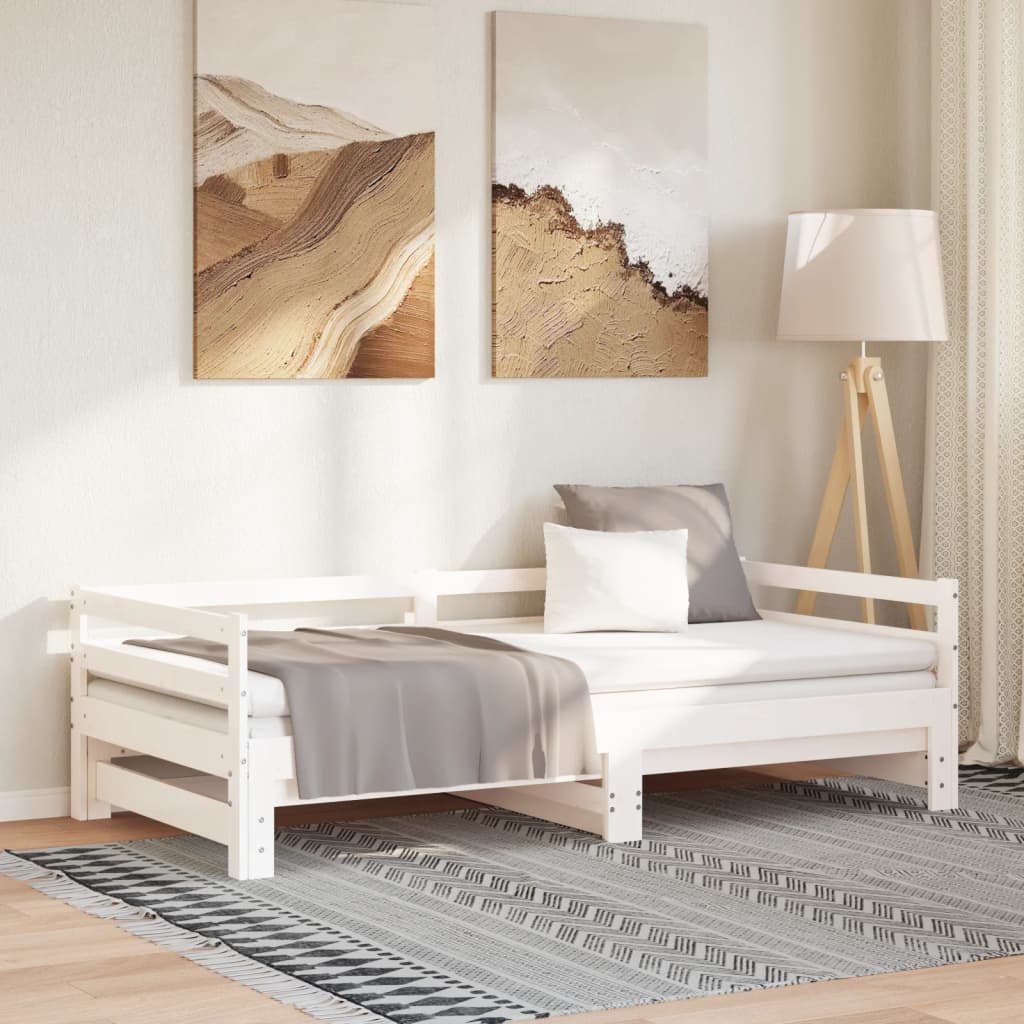 Vidaxl Łóżko Wysuwane, Lite Drewno Sosnowe, Białe, 2X(90X200) Cm
