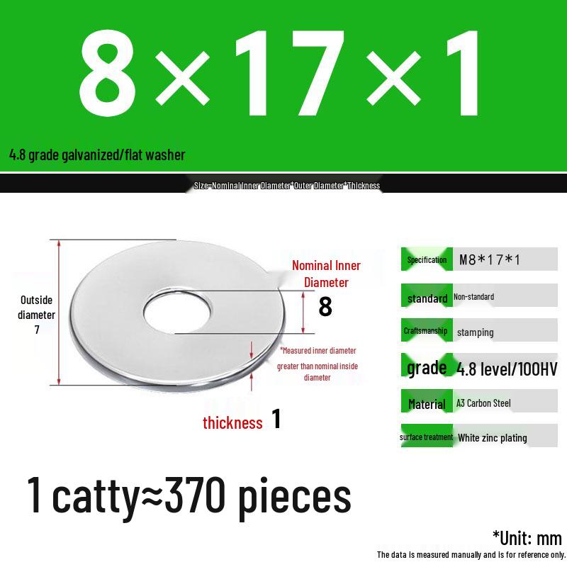 Galvanized Extra Thick Flat Iron Washer, M3-M62