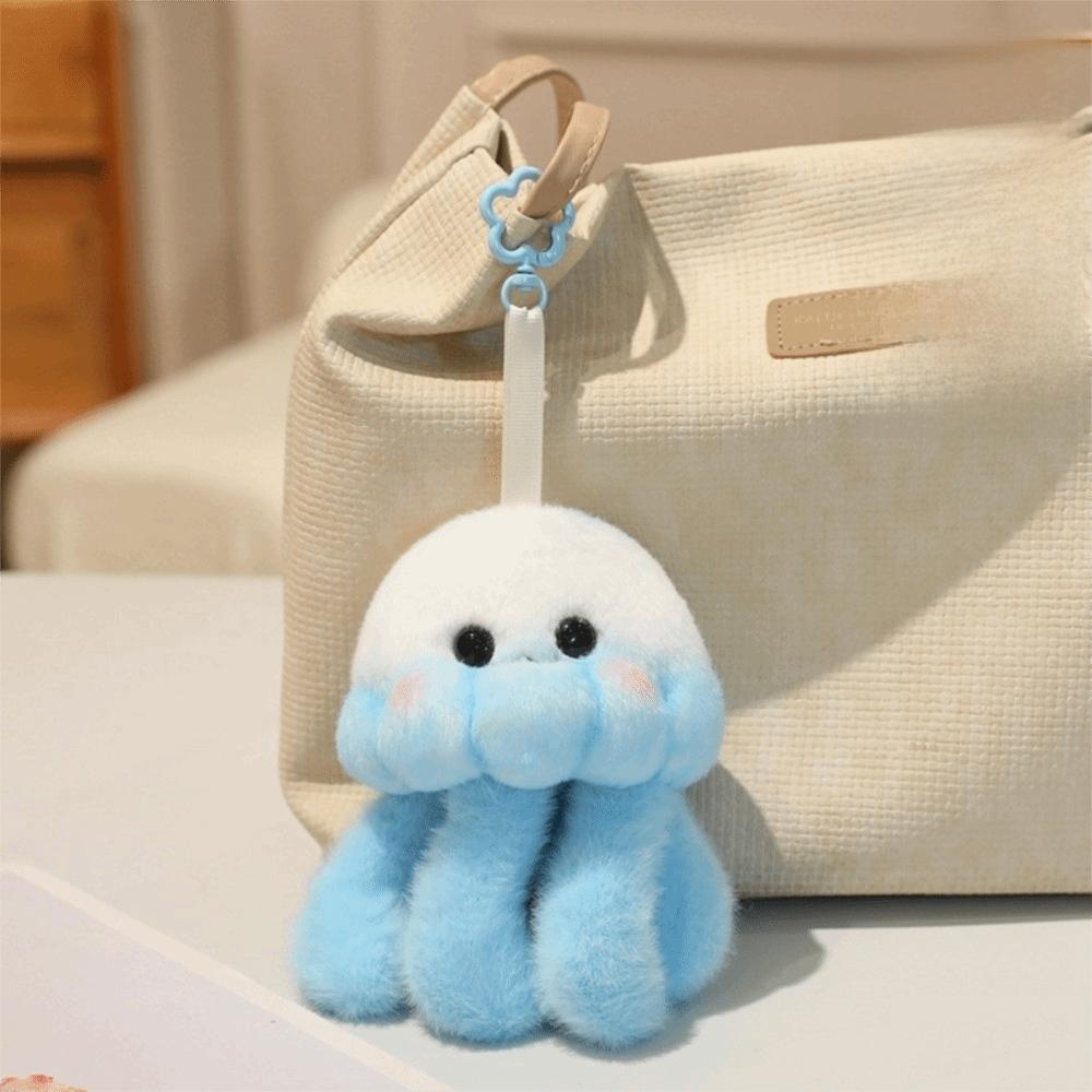 Cozy Jellyfish Plush Toy Fluffy Jellyfish Plush Keychain Jellyfish Hanging Doll Gift for Girl
