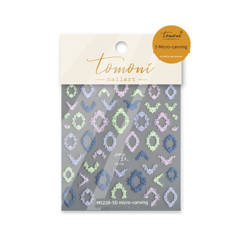 

Lace Photo Frame Manicure Sticker Tomoni New 5D Micro Carved Sticker Nail Sticker Black and White Lace Nail Ornament Color Lace Photo Frame 228