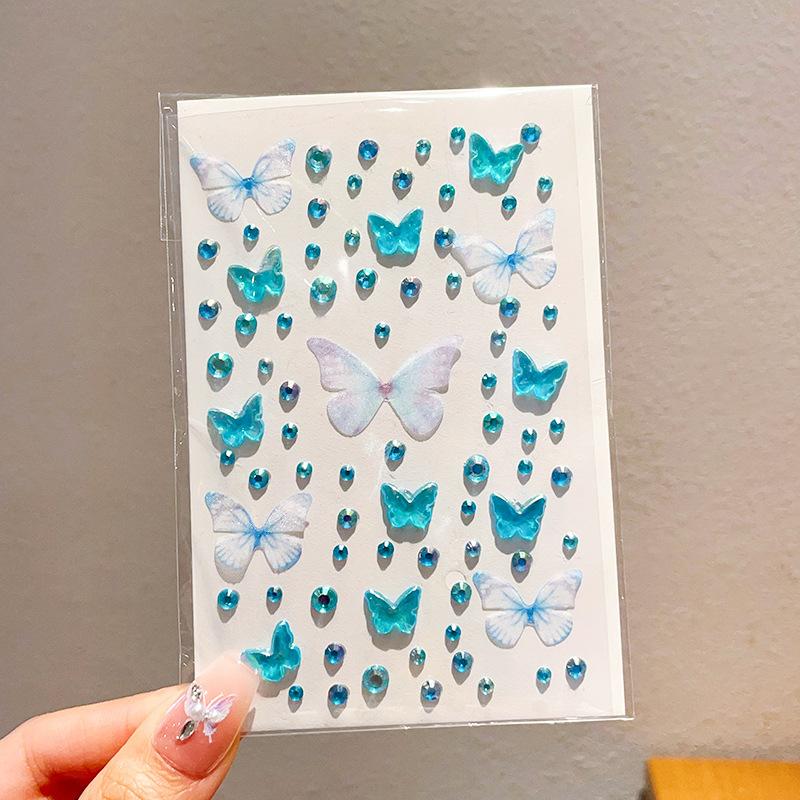 Butterfly Face Stickers Pearl Temporary Tattoo Stickers Lasting Waterproof Glitter Eyeshadow Body for Makeup Stickers