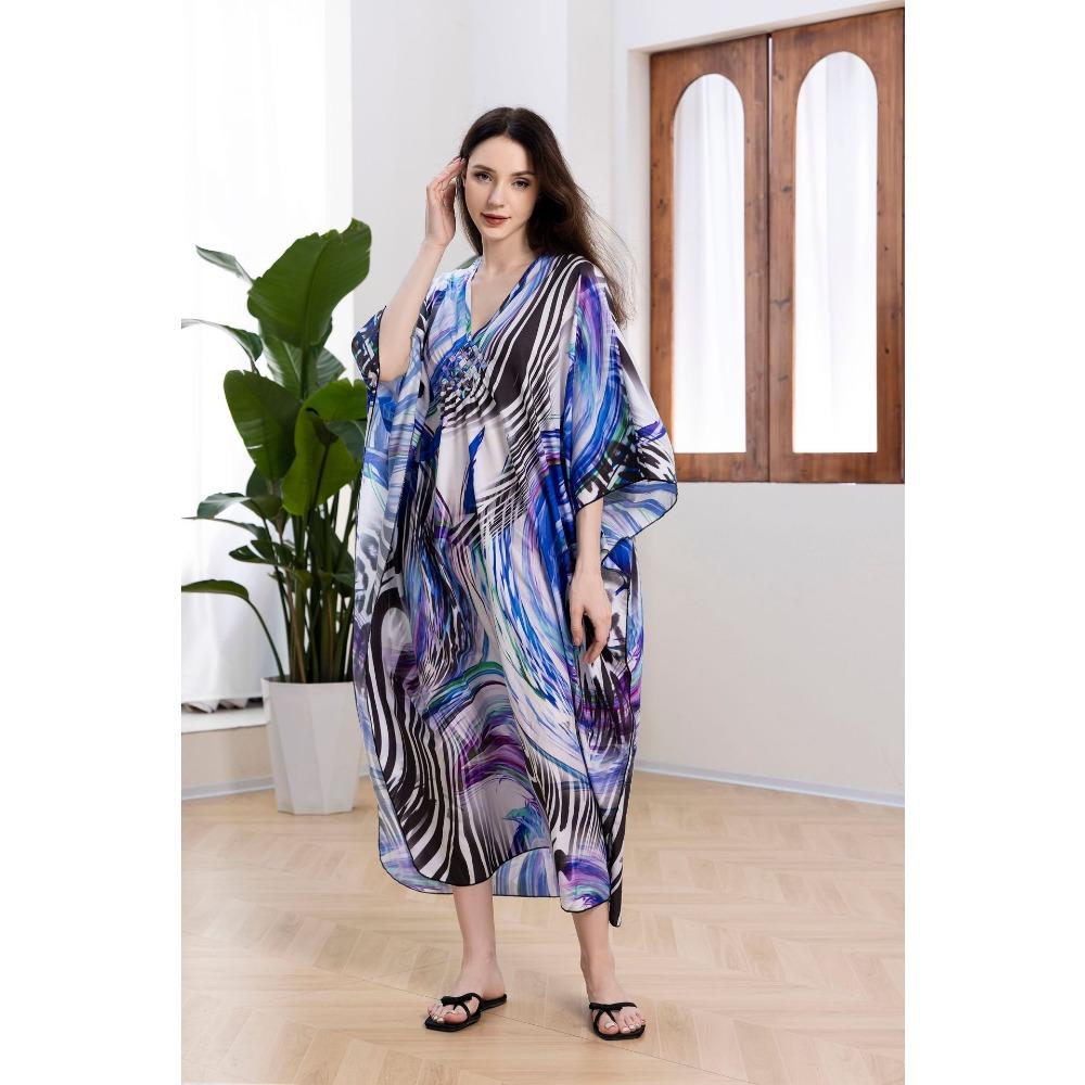 New Beach Smock, Printed Dress, Long Gown, Vacation Beach Dress