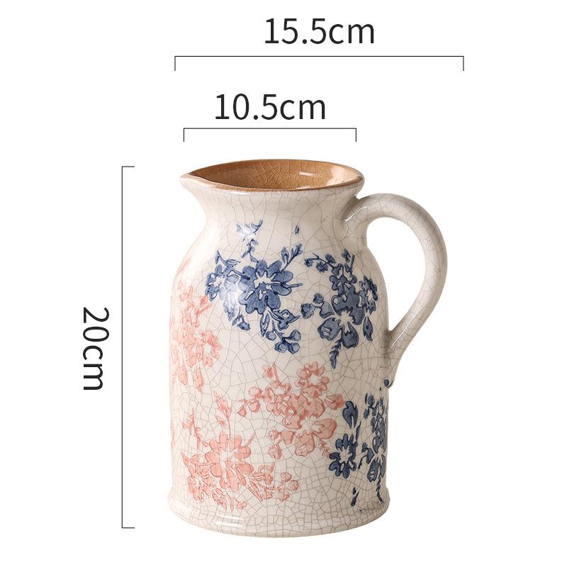 

Blue and White Porcelain Ceramic Vase Chinese-style Retro Handcrafted Ceramic Bottle Flower Vase Terrarium Home Decoration