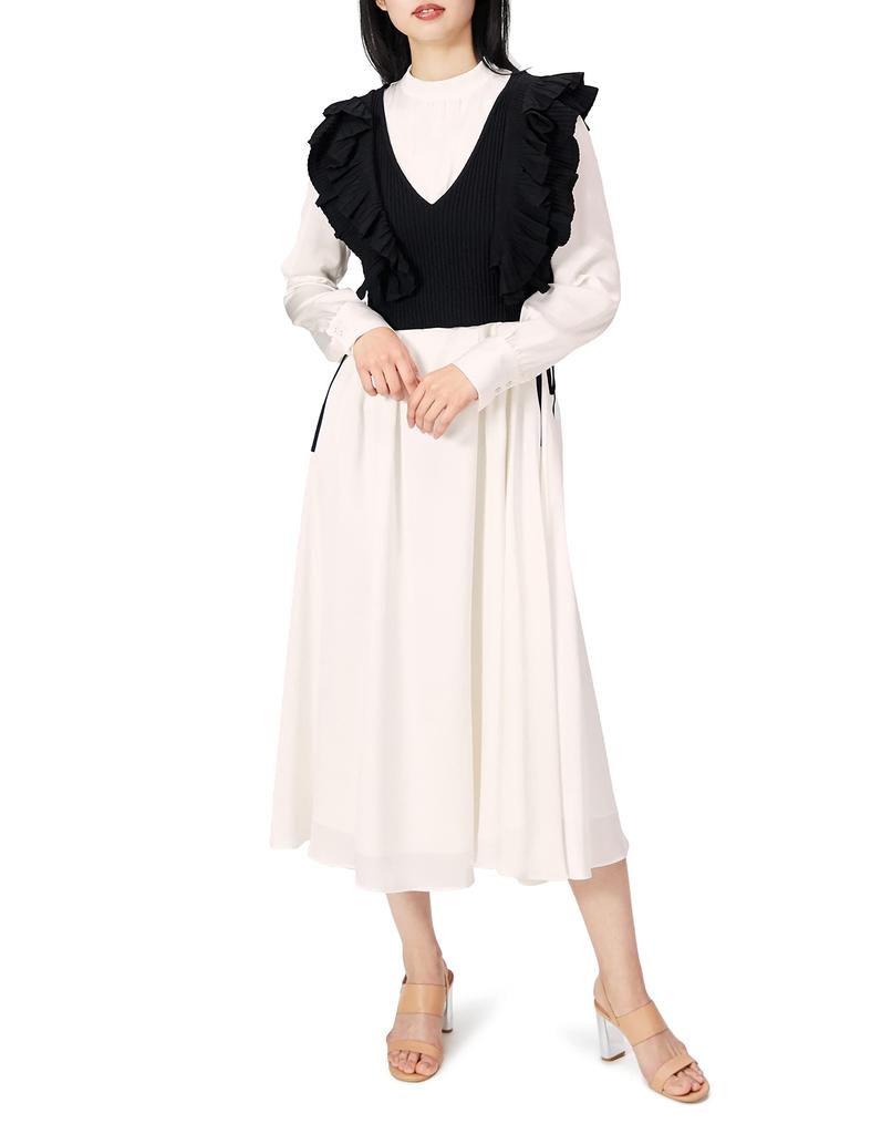 Dress with Ruffle Vest CWNO221044 BLK 36 [Selford] Women's
