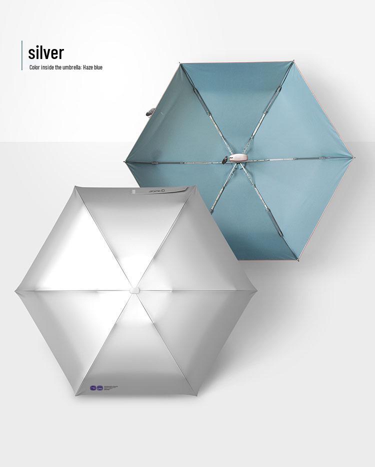 OLYCAT Titanium Silver Compact Anti-UV Sun Umbrella, Small Folding Design for Women