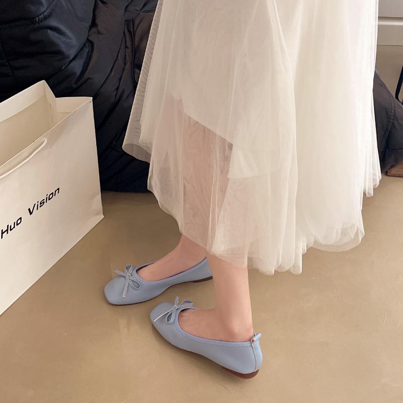 2026 Neue Frühling Square Toe Damen Ballerinas Schlicht Flach zum Hineinschlüpfen Damenschuhe Weiche Sohle Schmetterlingsknoten Elegant Kleider Schuhe