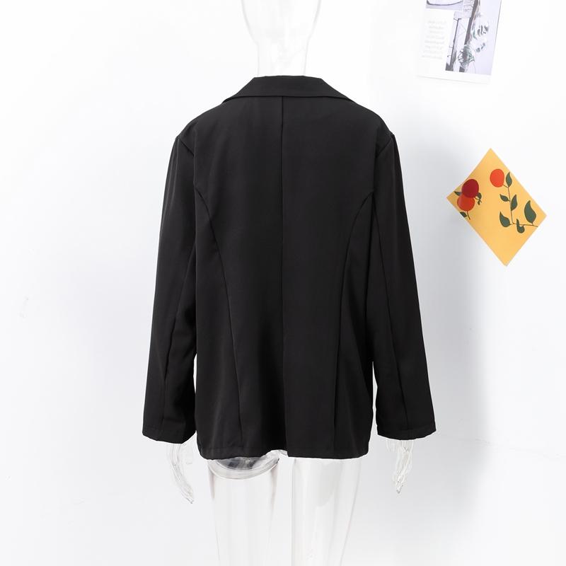 Women Solid Elegant Office Casual Commuting Coat Lapel Long Sleeve Blazer Single Breasted Pockets Jackets Spring Autumn Thin Fashion Overcoat