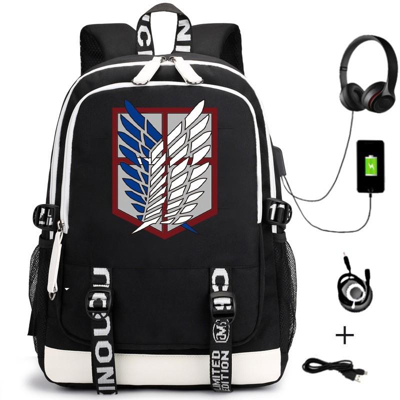 Anime Backpack Outdoor Male And Female Students Headphones Schoolbag Usb Backpack