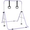 Adjustable Height, Foldable Kids Gymnastics Bar W/ Non-slip Rubber Floor Rings, for 3+ Years, Purple