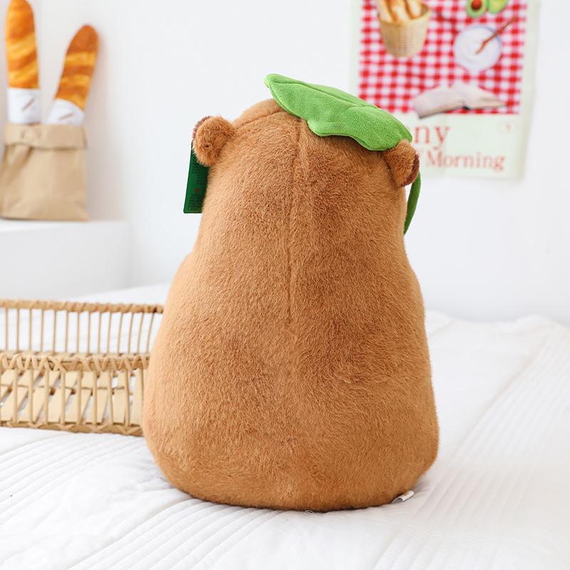 Cute Lotus Leaf Capybara Plush Toys Children's Sleeping Comfort Pillows Home Decoration Floor Push Ring Gift