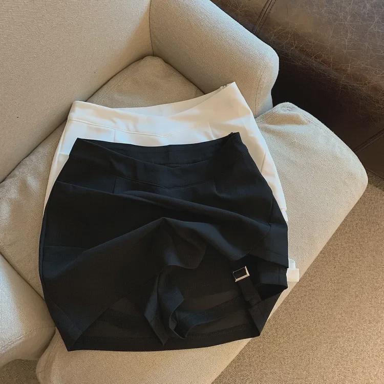 Summer Lace-Up A-Line Skirt with Irregular Slit