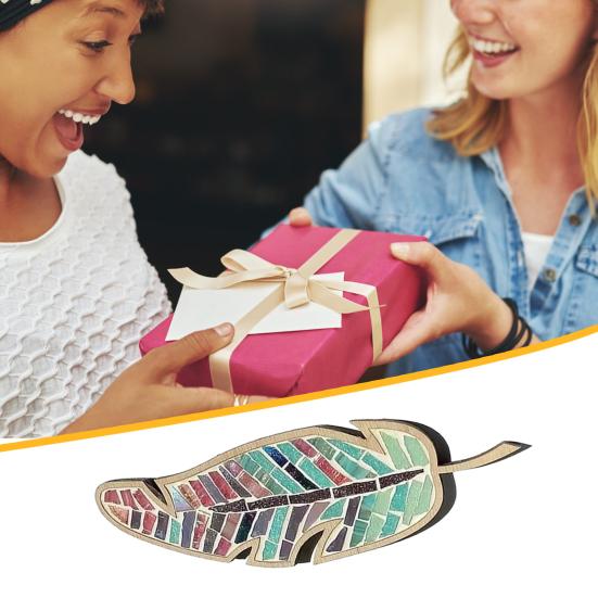 1 Set DIY Mosaic Leaf Kit Handmade Colorful Mosaic Craft Leaf Shape Home Office Decoration Adults Kids Crafts Lovers Gift