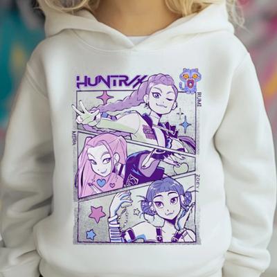 Küçük Kız Çocuk Giysileri KPop İblis Avcıları Kapüşonlu Üst Kız Çocuk Modası Günlük Sweatshirt Film Yeni Çocuklar K-Pop İblis Avcıları Kapüşonlu Üstler