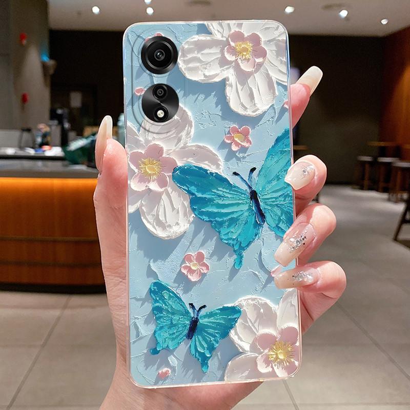 Case For OPPO A78 4G 5G A98 F23 A1X Flower Butterfly Phone Cases For Oppo A98 Soft Silicone Capa Transparent TPU Jelly Cover