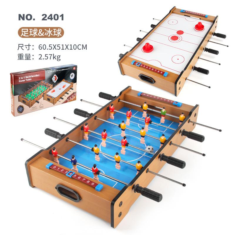 

Multifunctional Wooden Table Football Ice Hockey 2-In-1, Double Competitive Entertainment Indoor Board Games Sports Toys