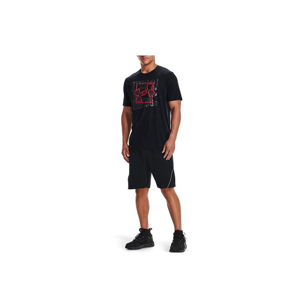Under Armour Large Logo Print Training T-Shirt Men Tops Black 1366442-001