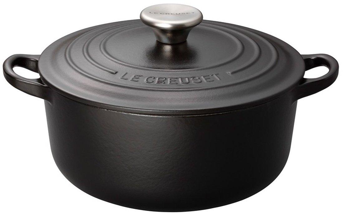 Le Creuset Cast Iron Enamel Cocotte Ronde 22 Matte Gas and Induction Oven Compatible Japanese Pot, cm, Black, [Official Product]