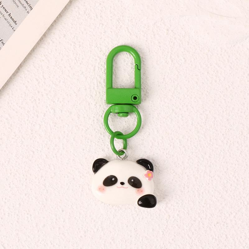 Cute Cartoon Panda Resin Keychain Pendant - Fresh Metal Backpack Ornament Accessories