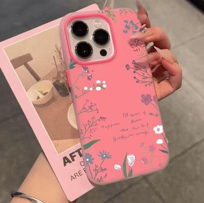 Ins English Wildflower Suitable for Apple 16/17promax Mobile Phone Case iPhone15 Skin Feeling 12 Matte 14 Women 13