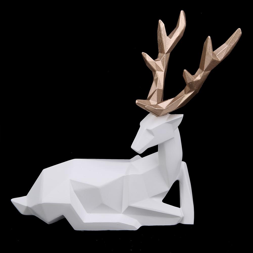 2 Stück Moderne Harz Hirsch Statue Skulptur Heim Desktop Schrank Ornamente Dekoration (golden)